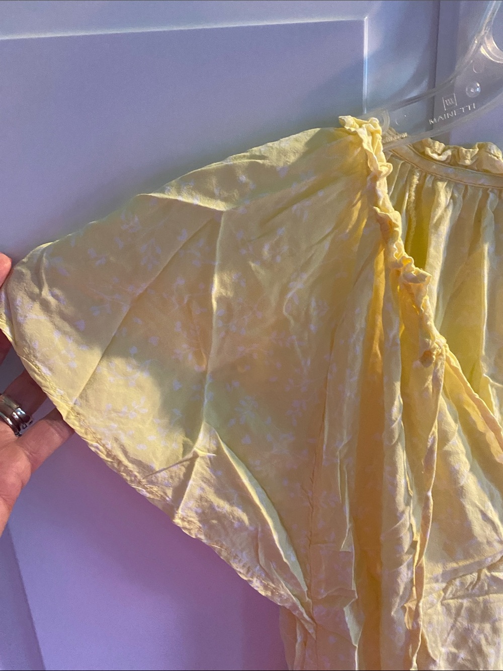 H&M Pale Yellow & White Ruffled Square-Neck Top - Picture 4 of 4